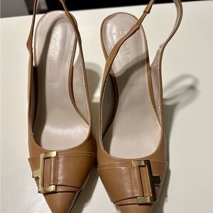 Calvin Klein Tan Slingback Heels with Pointed Toe 3” heel‎